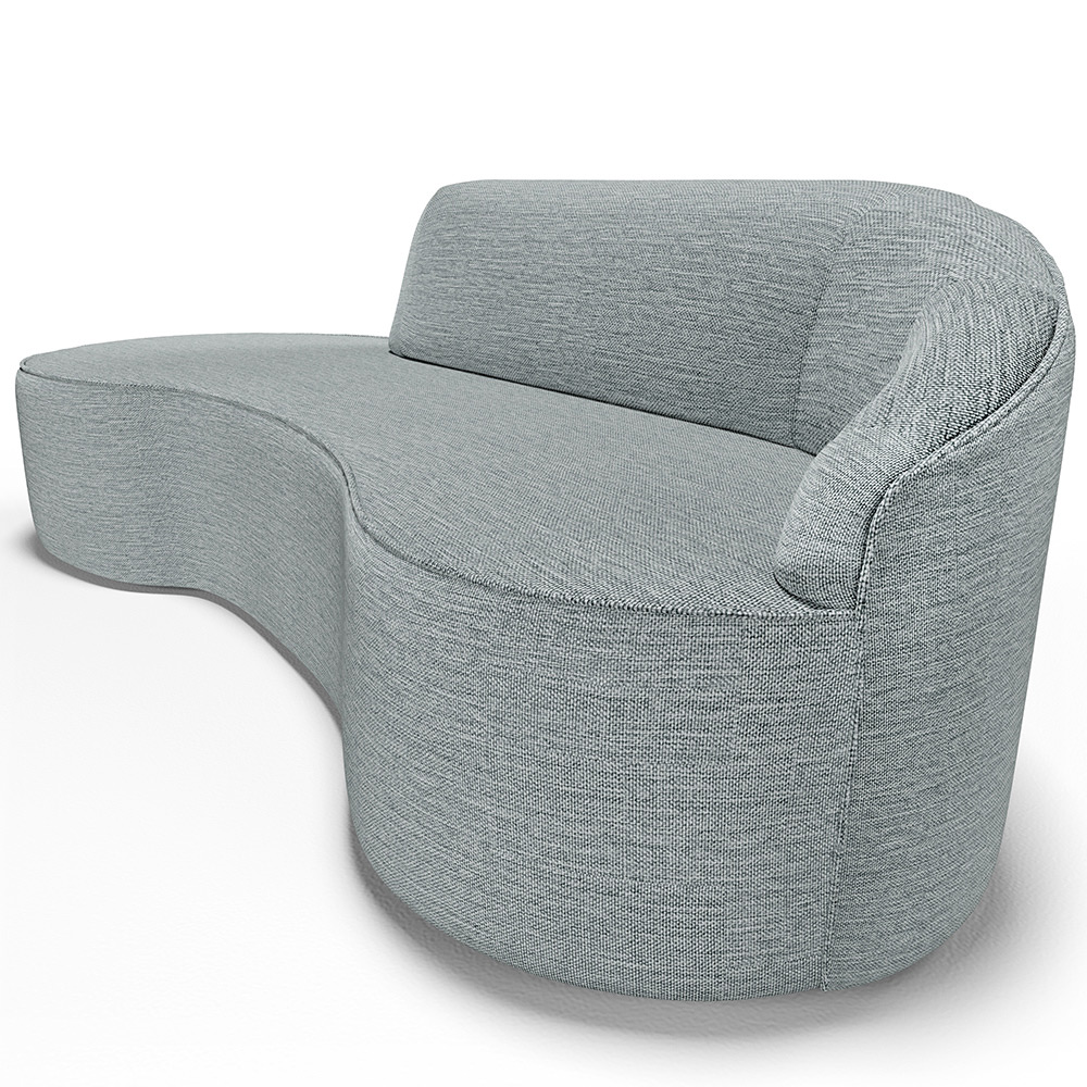 Sofá 3 Lugares Curvo Sala de Estar Living Firenze Direito D02 Linho Cinza 180 cm D-474 - Lyam