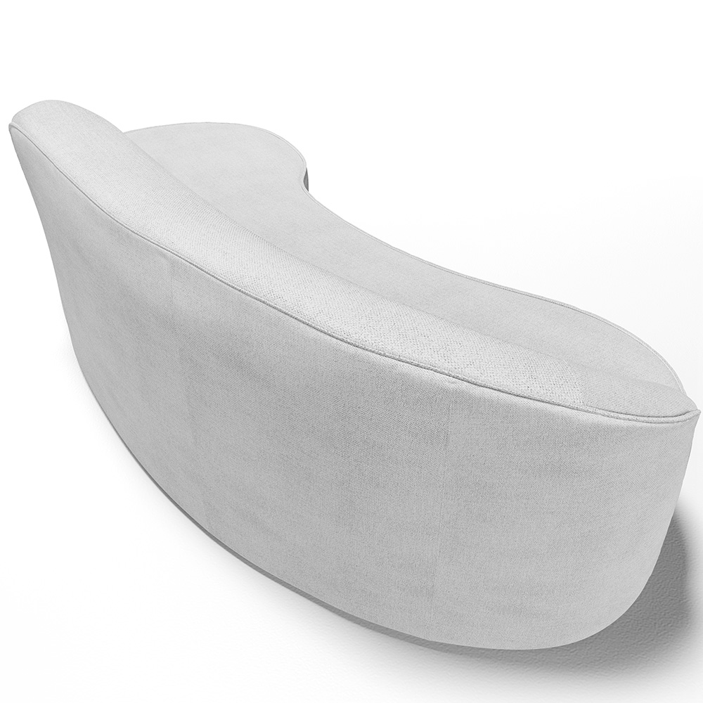 Sofá 3 Lugares Curvo Sala de Estar Living Firenze Direito D02 Linho Cinza 210 cm D-315 - Lyam