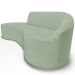 Sofá 3 Lugares Curvo Sala de Estar Living Firenze Direito D02 Linho Verde 180 cm D-477 - Lyam