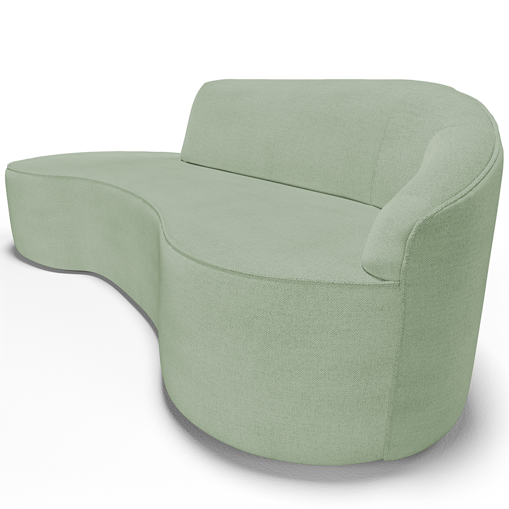Sofá 3 Lugares Curvo Sala de Estar Living Firenze Direito D02 Linho Verde 180 cm D-477 - Lyam