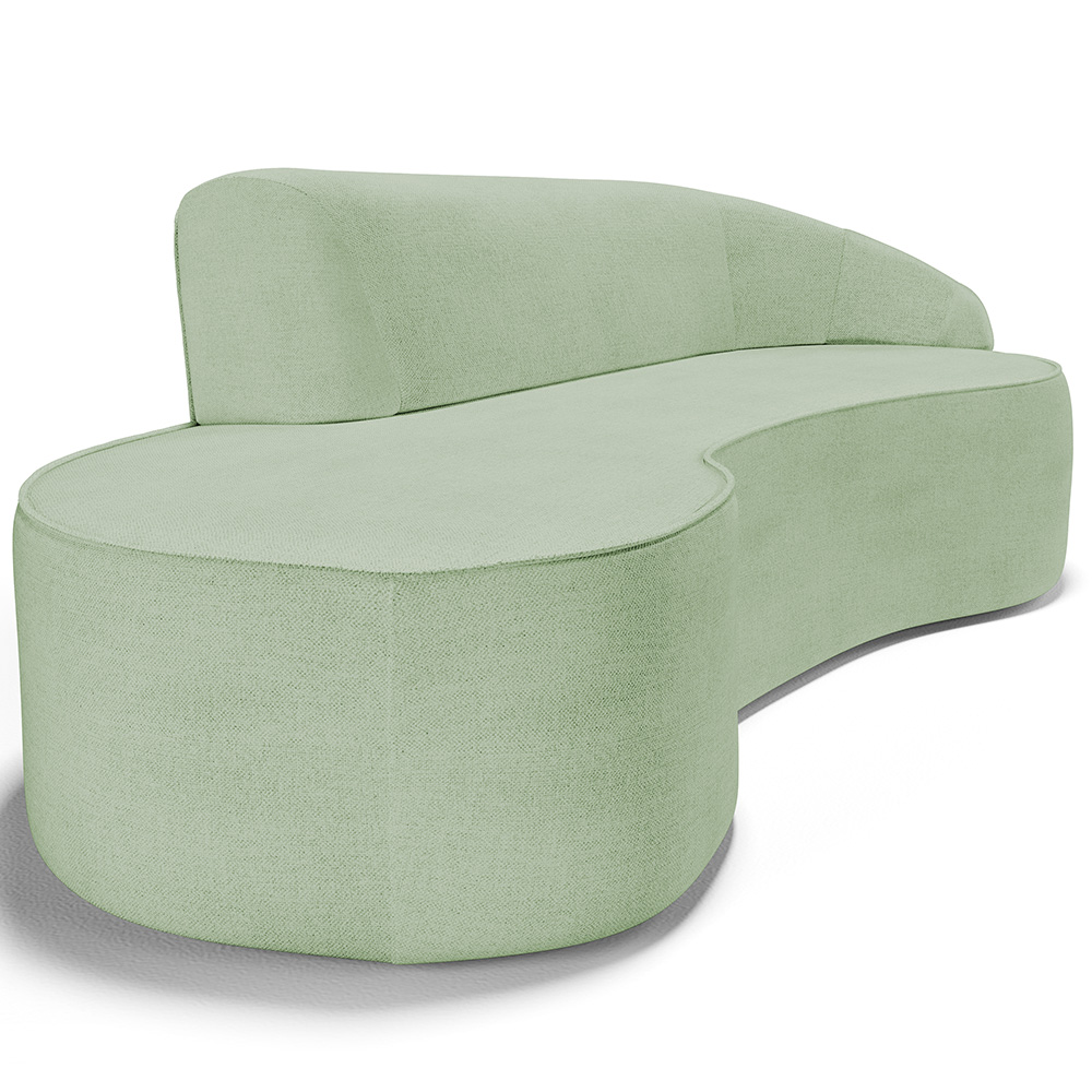 Sofá 3 Lugares Curvo Sala de Estar Living Firenze Direito D02 Linho Verde 180 cm D-477 - Lyam