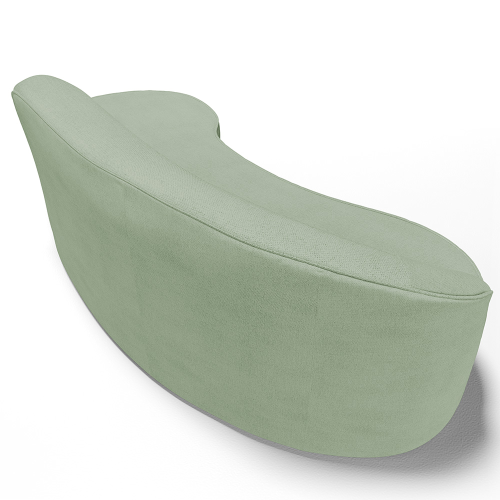Sofá 3 Lugares Curvo Sala de Estar Living Firenze Direito D02 Linho Verde 180 cm D-477 - Lyam