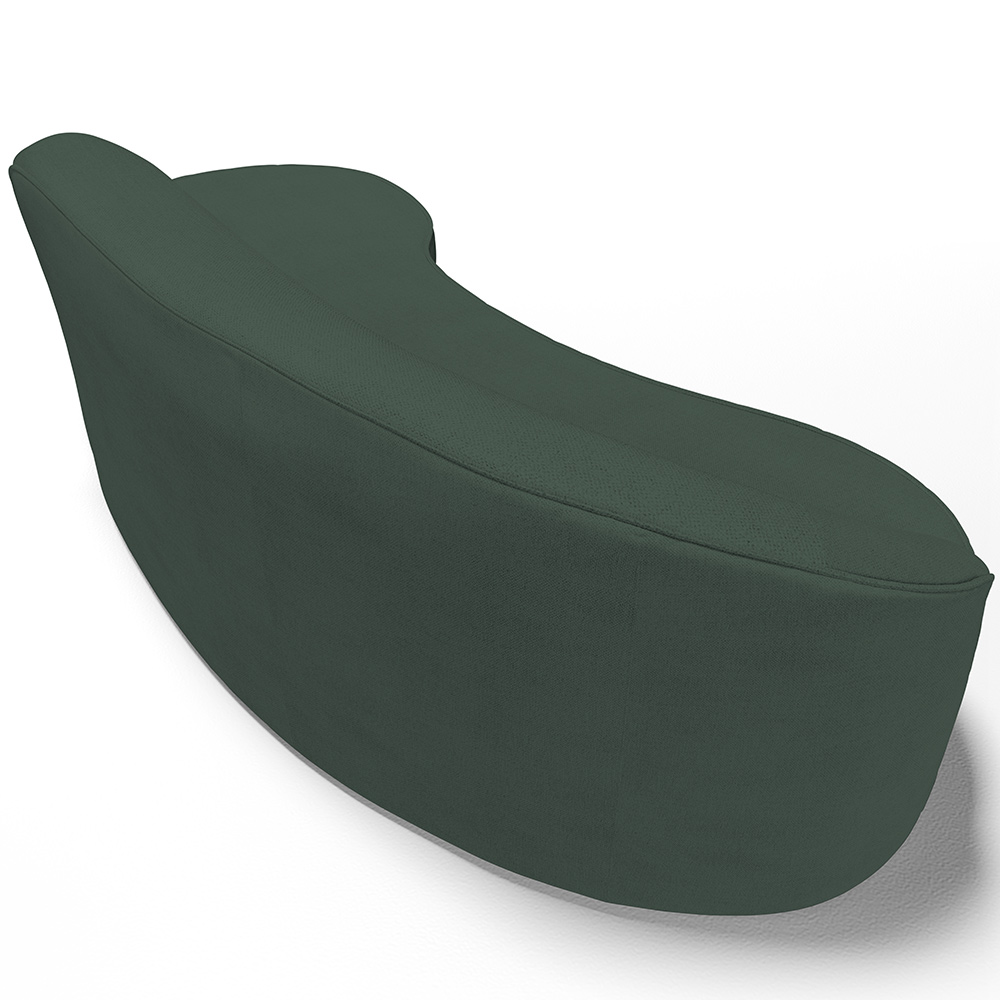 Sofá 3 Lugares Curvo Sala de Estar Living Firenze Direito D02 Linho Verde Musgo 180 cm C-117 - Lyam