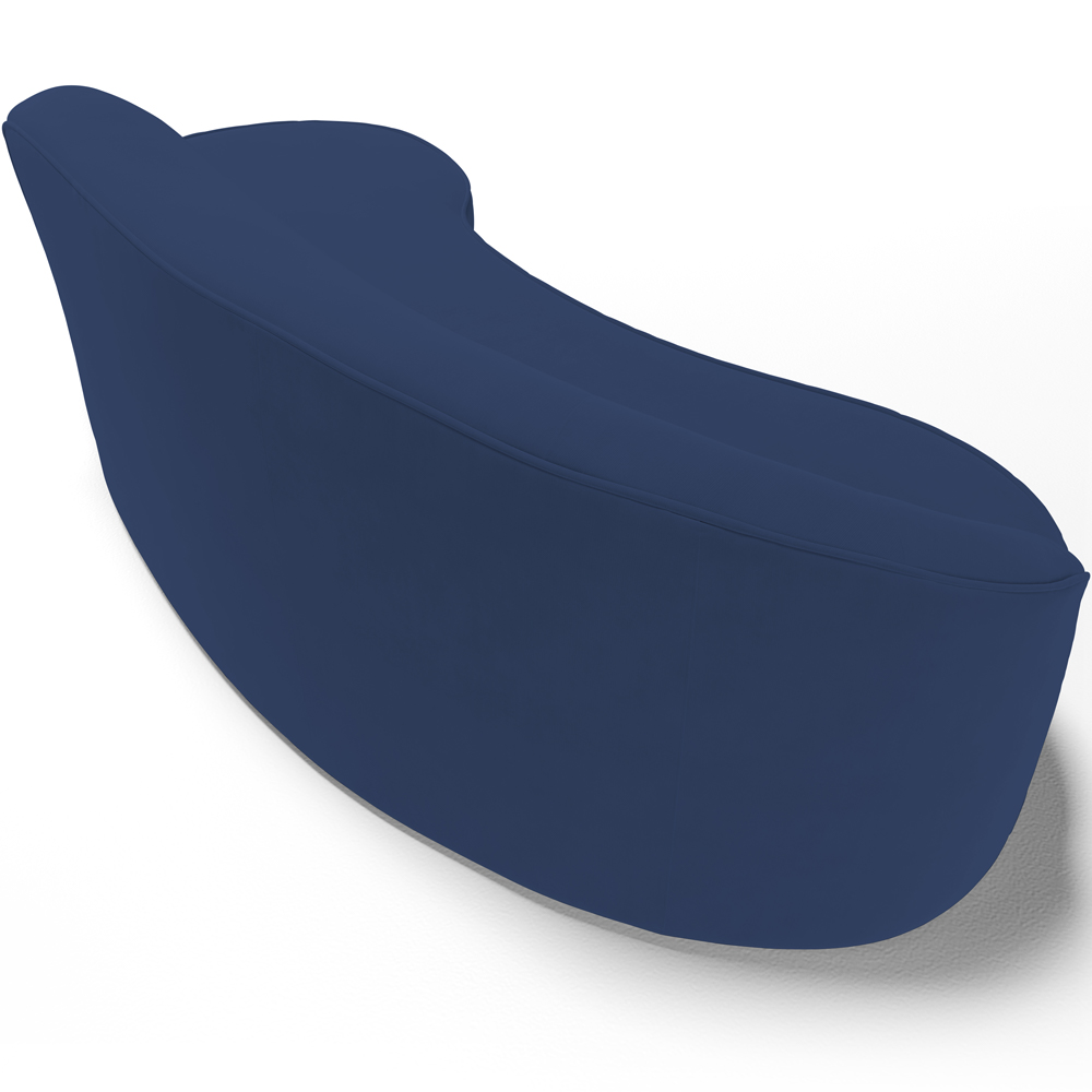 Sofá 3 Lugares Curvo Sala de Estar Living Firenze Direito D02 Veludo Azul Marinho 230 cm C-304 - Lyam