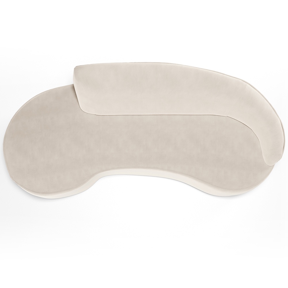Sofá 3 Lugares Curvo Sala de Estar Living Firenze Direito D02 Veludo Bege 210 cm C-309 - Lyam
