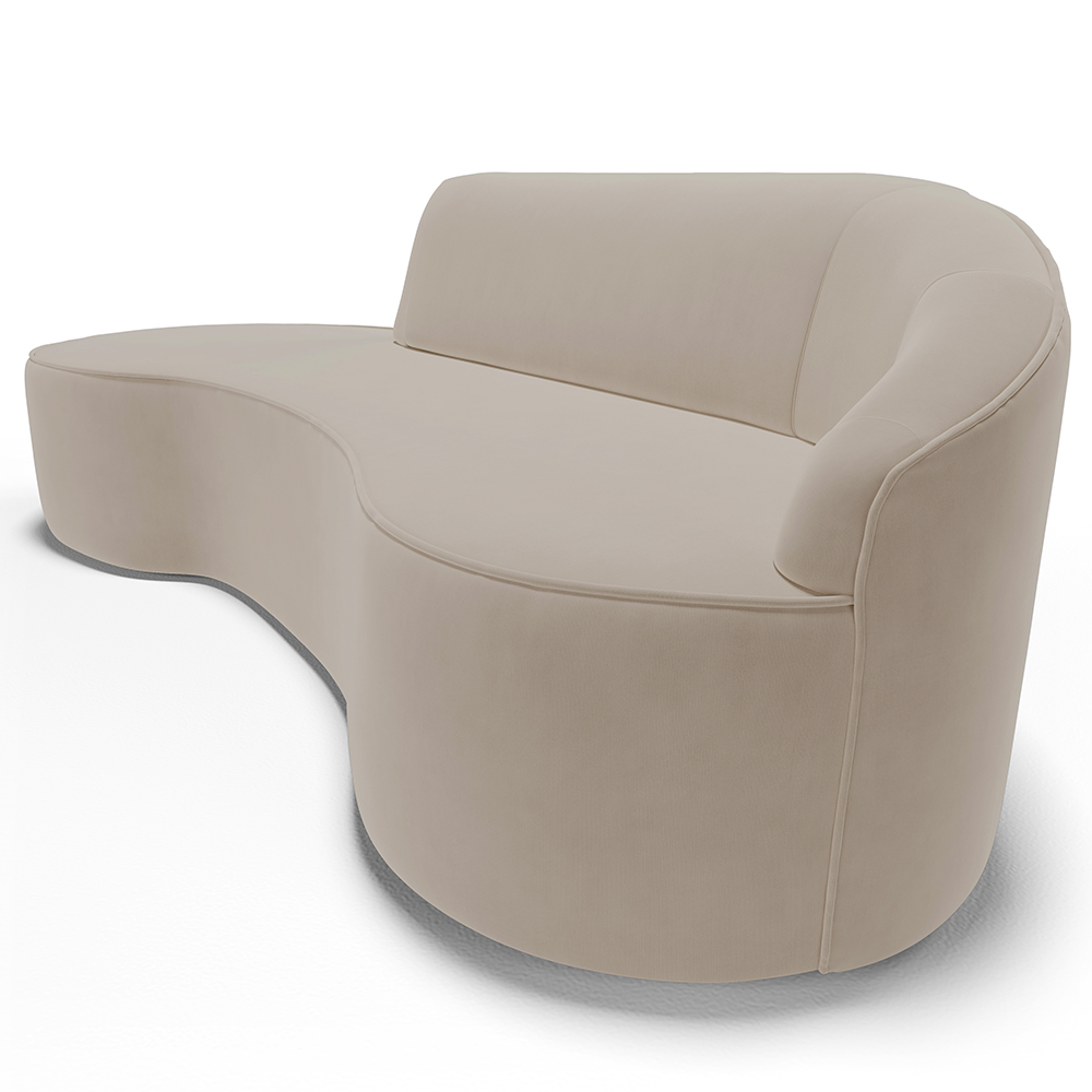 Sofá 3 Lugares Curvo Sala de Estar Living Firenze Direito D02 Veludo Champagne 210 cm C-68 - Lyam