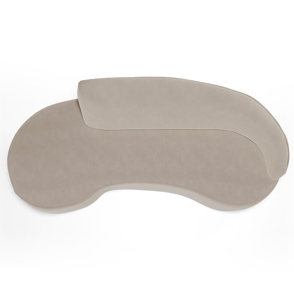 Sofá 3 Lugares Curvo Sala de Estar Living Firenze Direito D02 Veludo Champagne 210 cm C-68 - Lyam