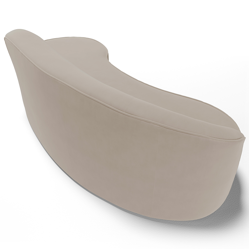 Sofá 3 Lugares Curvo Sala de Estar Living Firenze Direito D02 Veludo Champagne 210 cm C-68 - Lyam