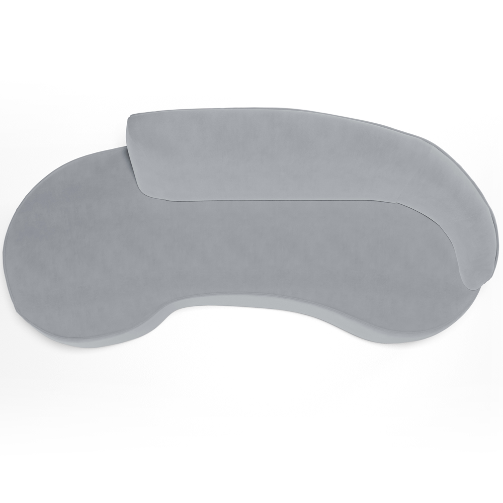 Sofá 3 Lugares Curvo Sala de Estar Living Firenze Direito D02 Veludo Cinza 180 cm C-317 - Lyam