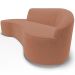 Sofá 3 Lugares Curvo Sala de Estar Living Firenze Direito D02 Veludo Marrom Canela 210 cm C-276 - Lyam