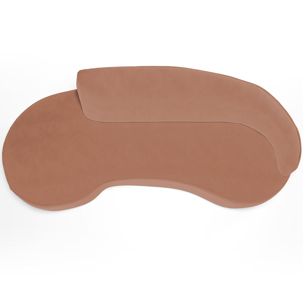 Sofá 3 Lugares Curvo Sala de Estar Living Firenze Direito D02 Veludo Marrom Canela 210 cm C-276 - Lyam