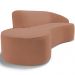 Sofá 3 Lugares Curvo Sala de Estar Living Firenze Direito D02 Veludo Marrom Canela 210 cm C-276 - Lyam