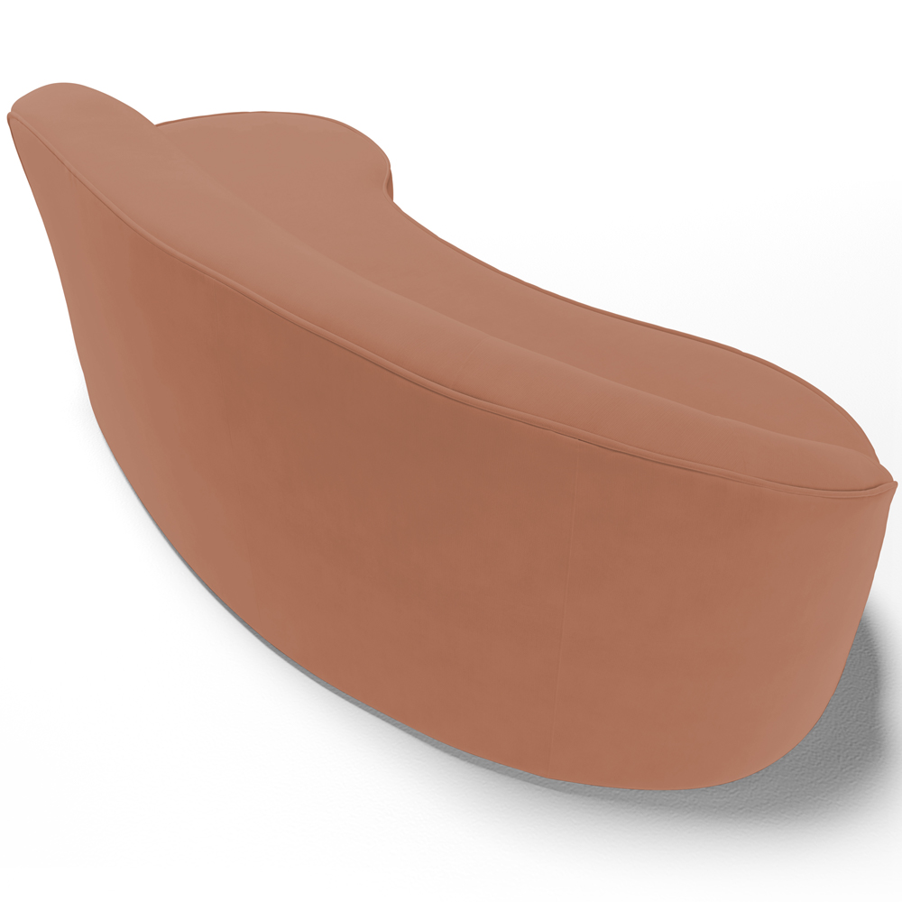 Sofá 3 Lugares Curvo Sala de Estar Living Firenze Direito D02 Veludo Marrom Canela 210 cm C-276 - Lyam