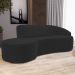 Sofá 3 Lugares Curvo Sala de Estar Living Firenze Direito D02 Veludo Preto 180 cm C-300 - Lyam