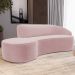 Sofá 3 Lugares Curvo Sala de Estar Living Firenze Direito D02 Veludo Rosê 180 cm C-305 - Lyam
