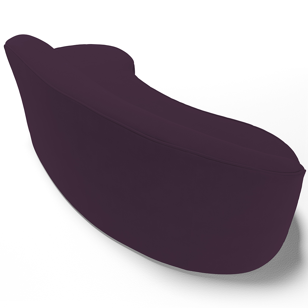 Sofá 3 Lugares Curvo Sala de Estar Living Firenze Direito D02 Veludo Roxo 180 cm C-292 - Lyam