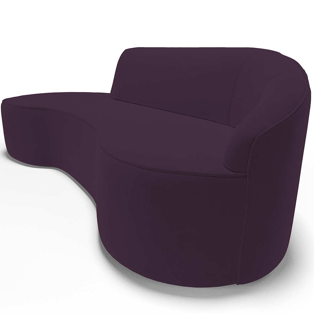 Sofá 3 Lugares Curvo Sala de Estar Living Firenze Direito D02 Veludo Roxo 210 cm C-292 - Lyam