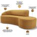 Sofá 3 Lugares Curvo Sala de Estar Living Firenze Esquerdo D02 Prime Bouclê Mostarda 210cm PB-03 - Lyam Decor