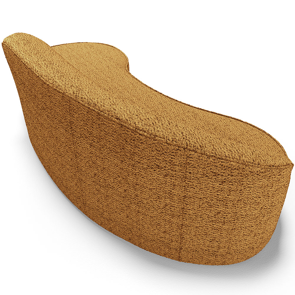 Sofá 3 Lugares Curvo Sala de Estar Living Firenze Esquerdo D02 Prime Bouclê Mostarda 210cm PB-03 - Lyam Decor