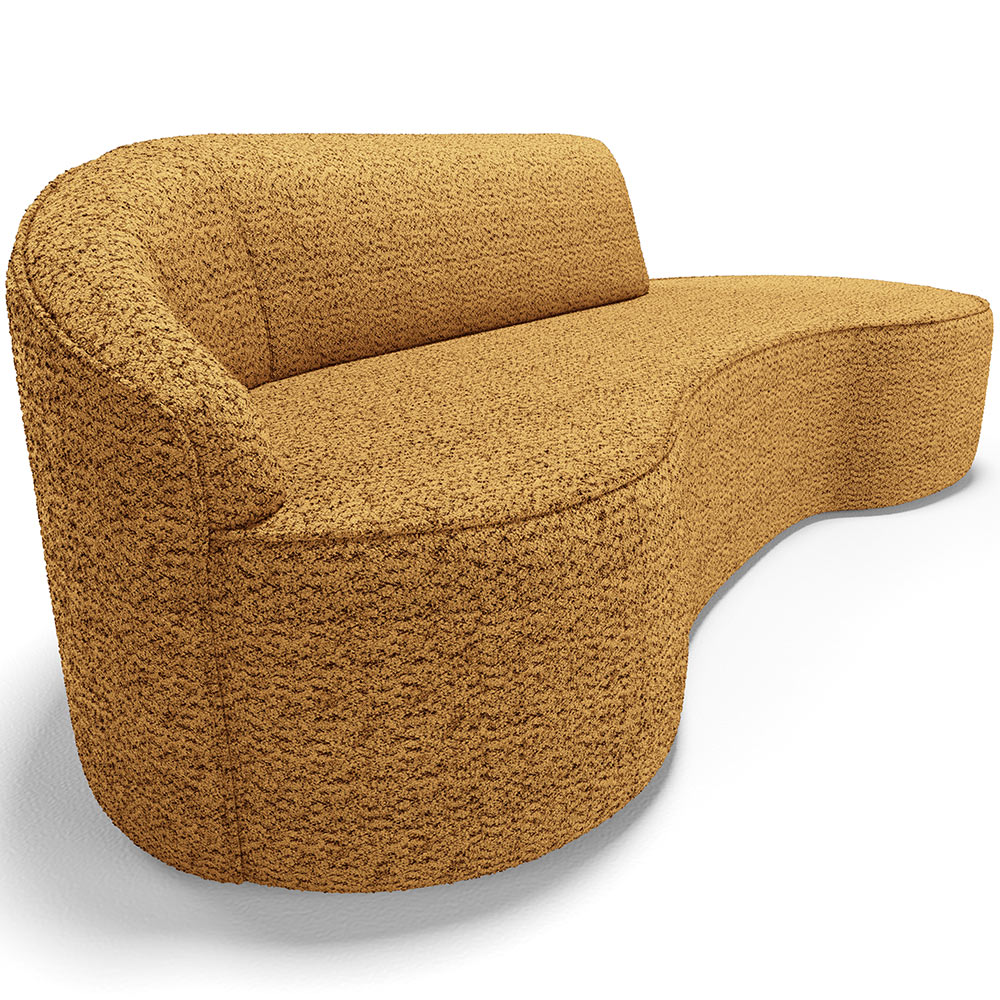 Sofá 3 Lugares Curvo Sala de Estar Living Firenze Esquerdo D02 Prime Bouclê Mostarda 210cm PB-03 - Lyam Decor