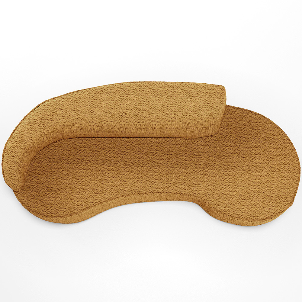 Sofá 3 Lugares Curvo Sala de Estar Living Firenze Esquerdo D02 Prime Bouclê Mostarda 210cm PB-03 - Lyam Decor