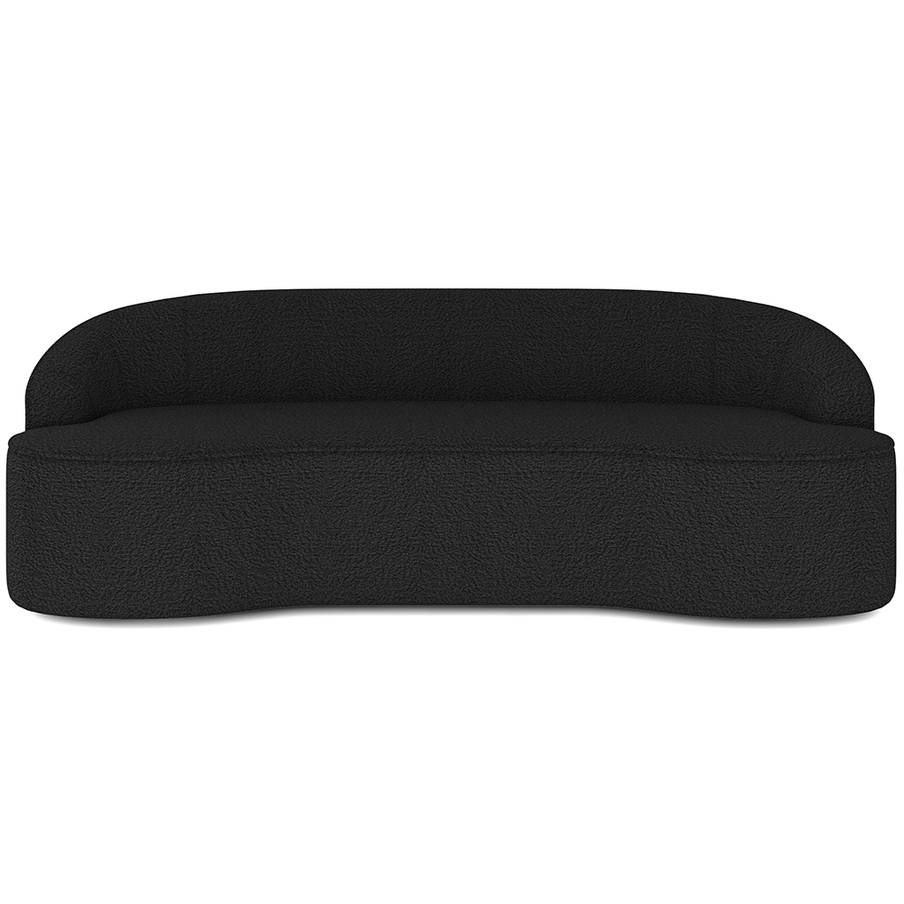 Sofá 3 Lugares Curvo Sala de Estar Living Lótus D02 Bouclê Preto 210 cm B-57 - Lyam Decor