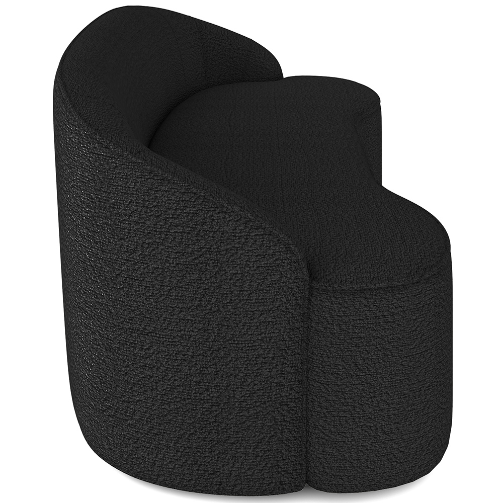 Sofá 3 Lugares Curvo Sala de Estar Living Lótus D02 Bouclê Preto 210 cm B-57 - Lyam Decor