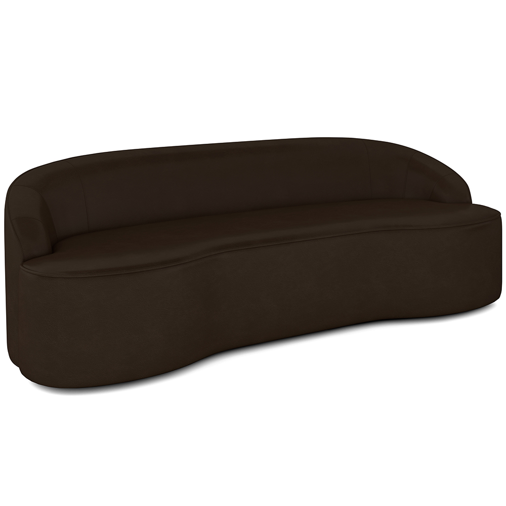 Sofá 3 Lugares Curvo Sala de Estar Living Lótus D02 Corano Marrom 180 cm B-98 - Lyam