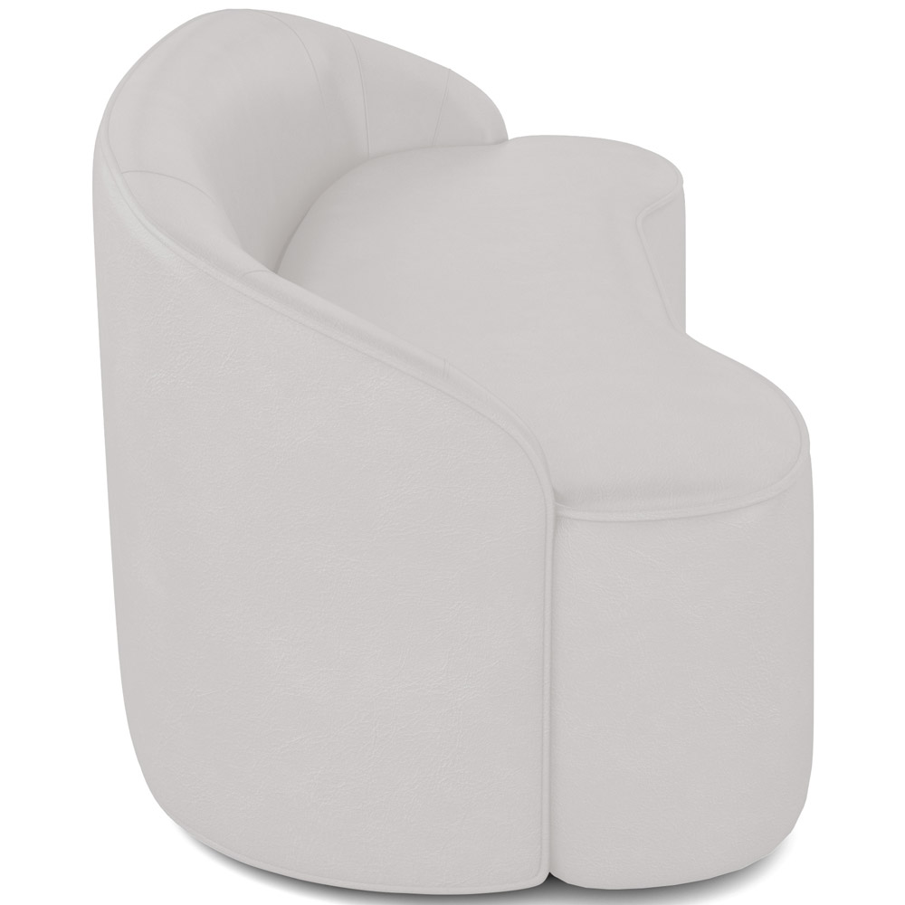 Sofá 3 Lugares Curvo Sala de Estar Living Lótus D02 Corino Branco 180 cm C-12 - Lyam