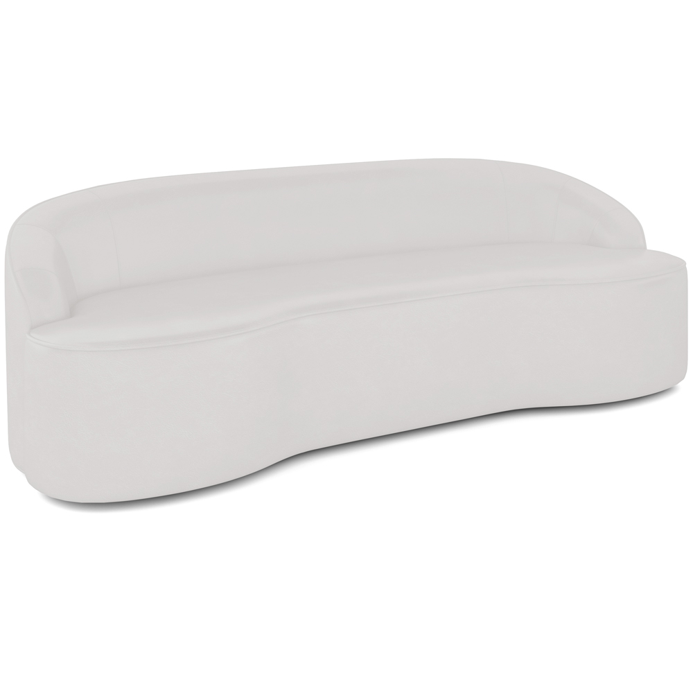 Sofá 3 Lugares Curvo Sala de Estar Living Lótus D02 Corino Branco 210 cm C-12 - Lyam