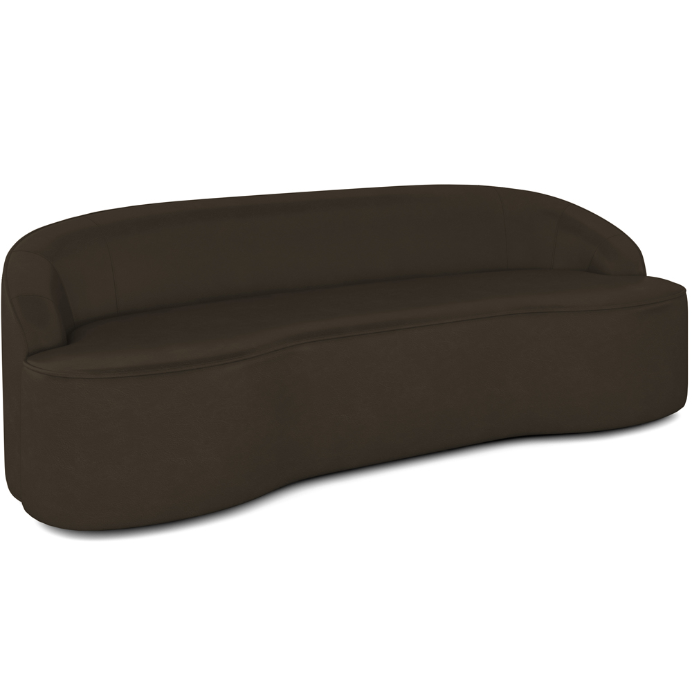 Sofá 3 Lugares Curvo Sala de Estar Living Lótus D02 Corino Marrom 180 cm C-34 - Lyam