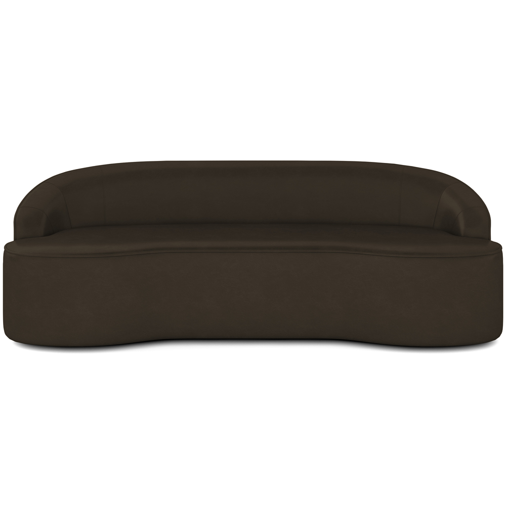 Sofá 3 Lugares Curvo Sala de Estar Living Lótus D02 Corino Marrom 180 cm C-34 - Lyam