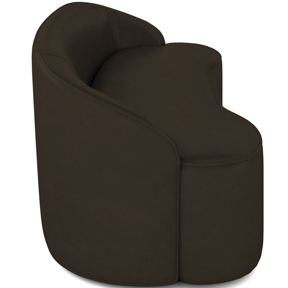 Sofá 3 Lugares Curvo Sala de Estar Living Lótus D02 Corino Marrom 180 cm C-34 - Lyam