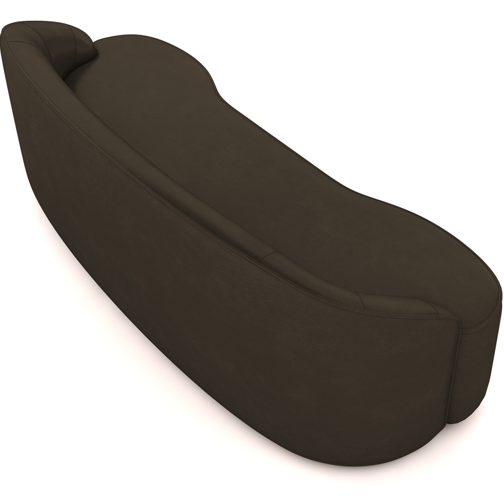 Sofá 3 Lugares Curvo Sala de Estar Living Lótus D02 Corino Marrom 180 cm C-34 - Lyam