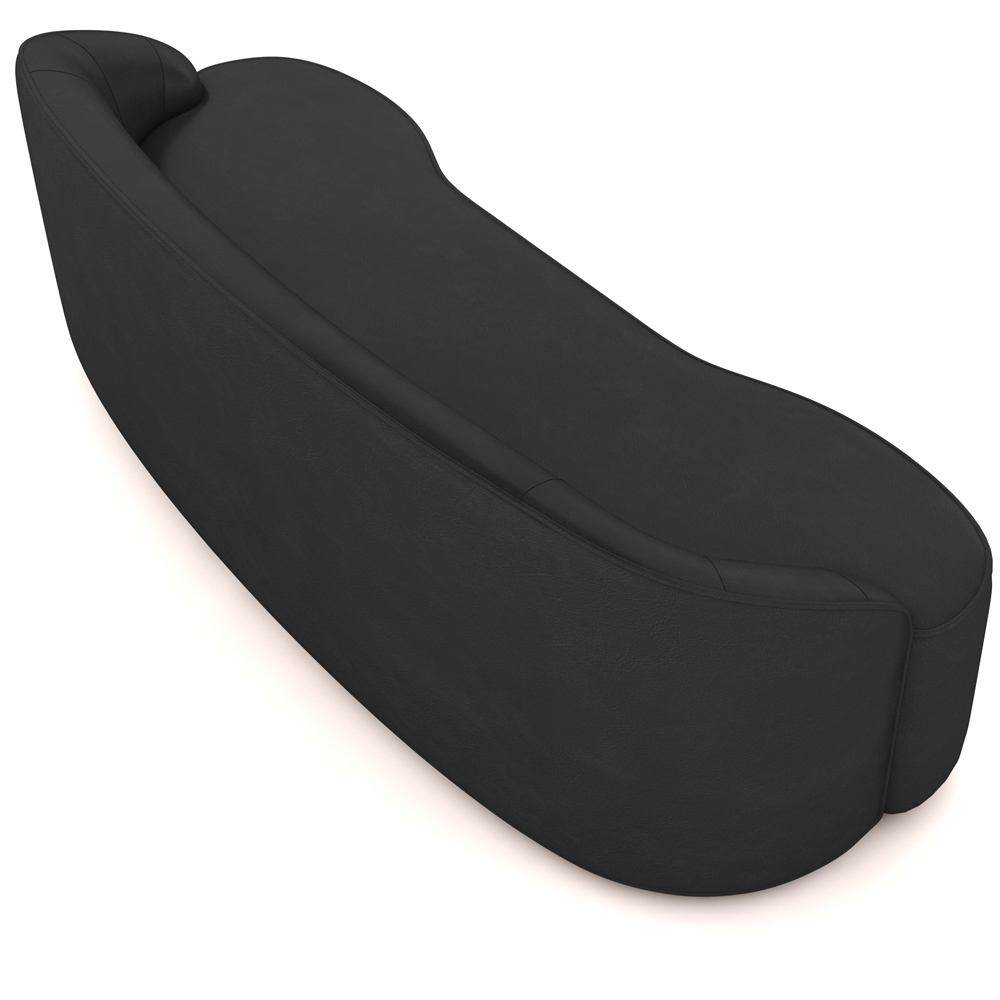 Sofá 3 Lugares Curvo Sala de Estar Living Lótus D02 Corino Preto 210 cm C-05 - Lyam
