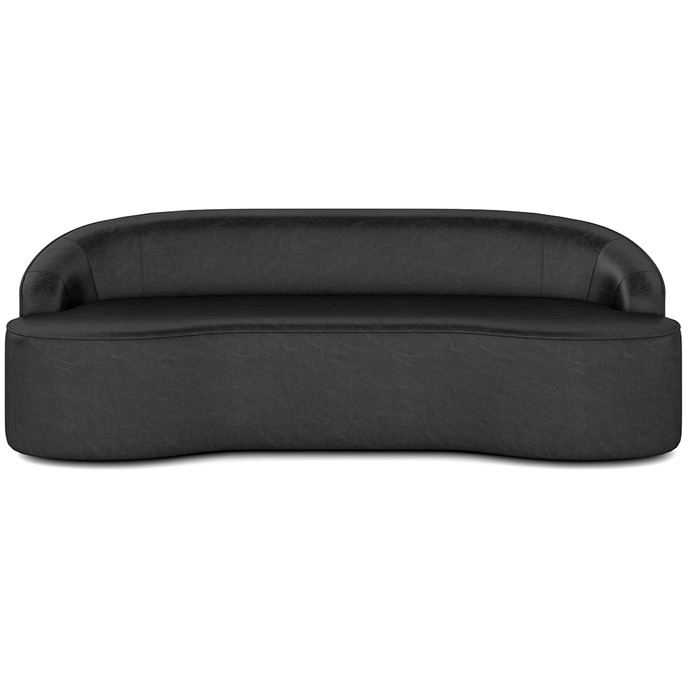 Sofá 3 Lugares Curvo Sala de Estar Living Lótus D02 Couríssimo Preto 210 cm B-159 - Lyam Decor