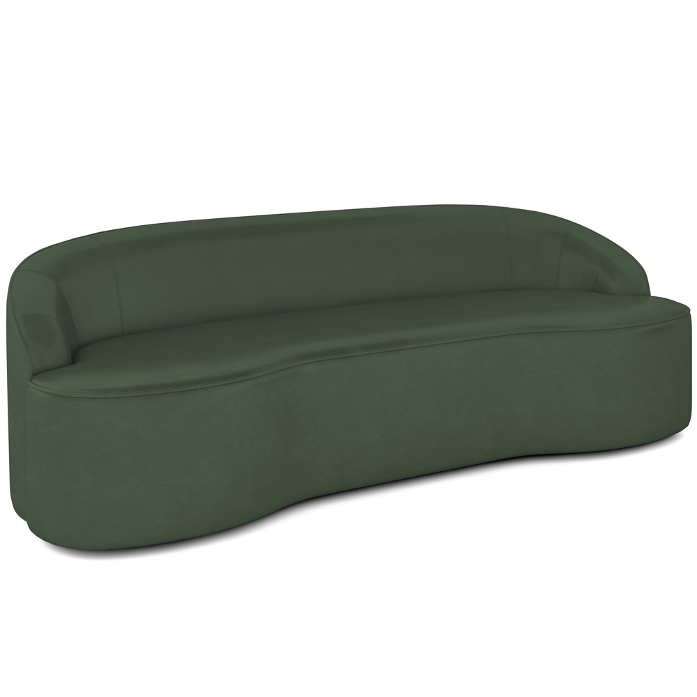Sofá 3 Lugares Curvo Sala de Estar Living Lótus D02 Couríssimo Verde 180 cm B-89 - Lyam