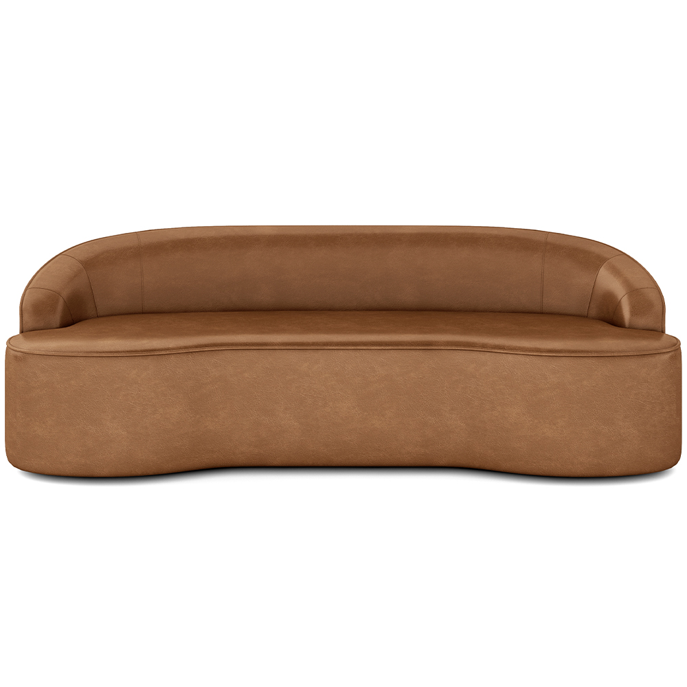 Sofá 3 Lugares Curvo Sala de Estar Living Lótus D02 Couríssimo Whisky 180 cm B-90 - Lyam Decor