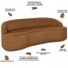 Sofá 3 Lugares Curvo Sala de Estar Living Lótus D02 Couríssimo Whisky 180 cm B-90 - Lyam Decor