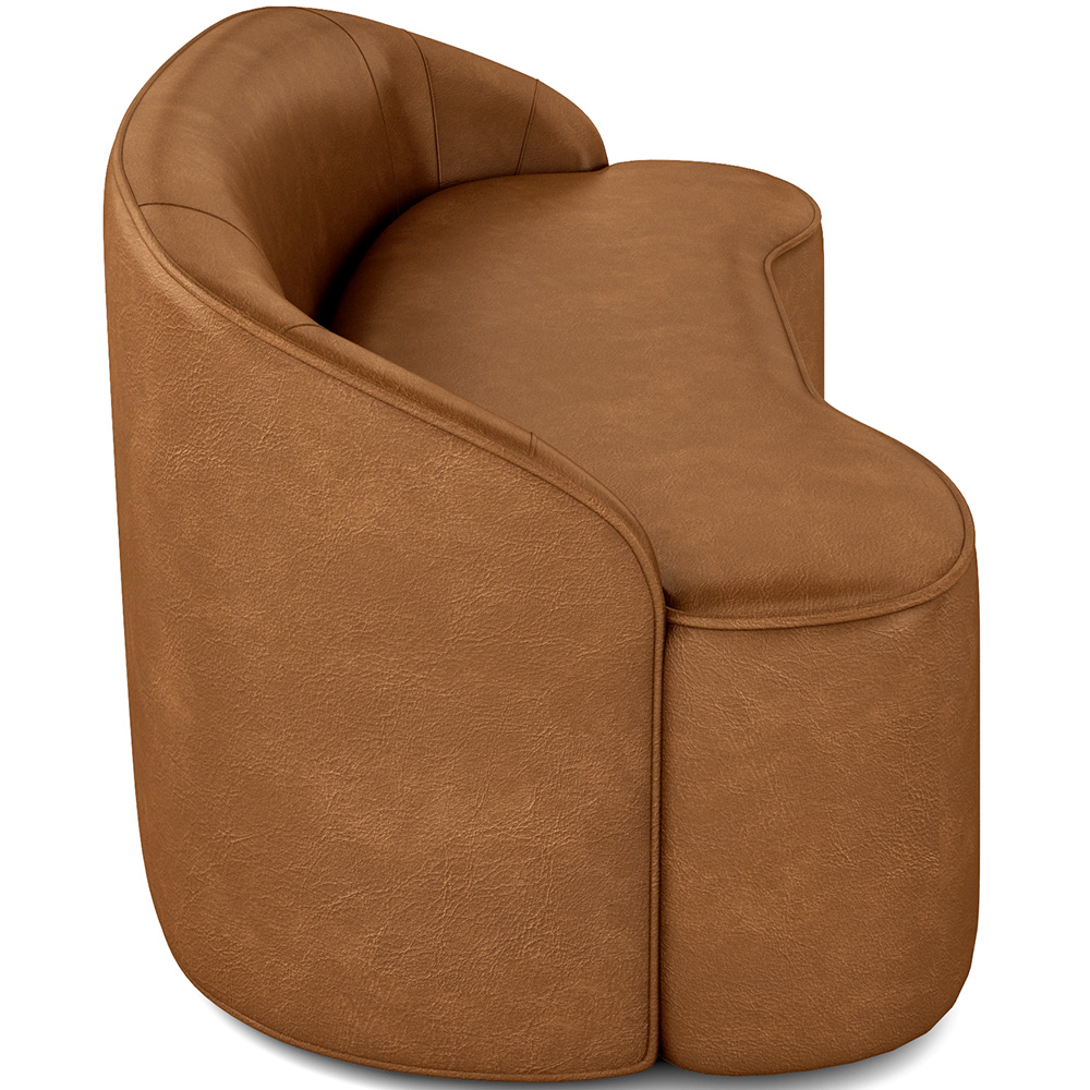 Sofá 3 Lugares Curvo Sala de Estar Living Lótus D02 Couríssimo Whisky 180 cm B-90 - Lyam Decor