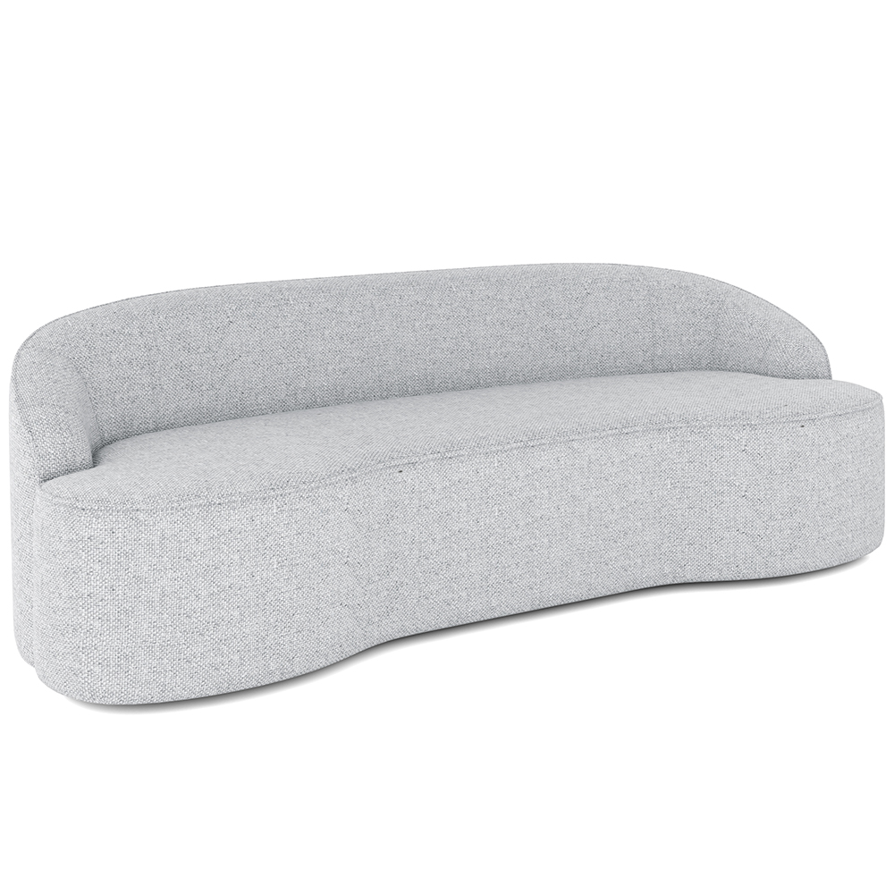 Sofá 3 Lugares Curvo Sala de Estar Living Lótus D02 Linho Cinza 180 cm D-315 - Lyam Decor