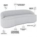 Sofá 3 Lugares Curvo Sala de Estar Living Lótus D02 Linho Cinza 210 cm D-315 - Lyam Decor
