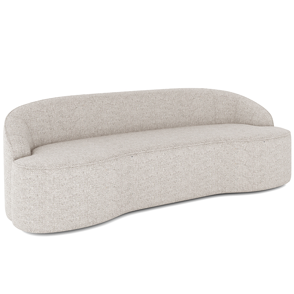 Sofá 3 Lugares Curvo Sala de Estar Living Lótus D02 Linho Cru 210 cm D-461 - Lyam Decor