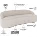 Sofá 3 Lugares Curvo Sala de Estar Living Lótus D02 Linho Cru 210 cm D-461 - Lyam Decor