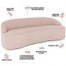Sofá 3 Lugares Curvo Sala de Estar Living Lótus D02 Linho Rosê 180 cm C-105 - Lyam Decor