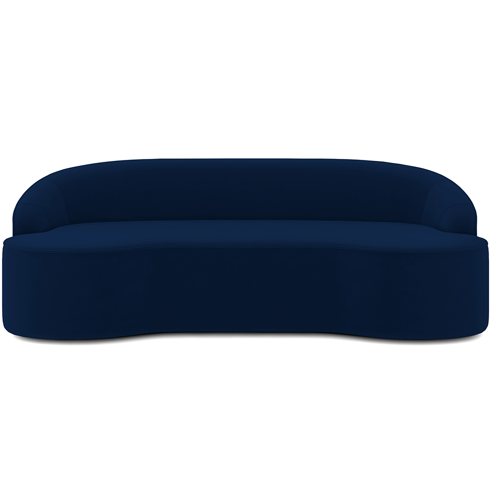 Sofá 3 Lugares Curvo Sala de Estar Living Lótus D02 Veludo Azul Marinho 210 cm C-304 - Lyam Decor