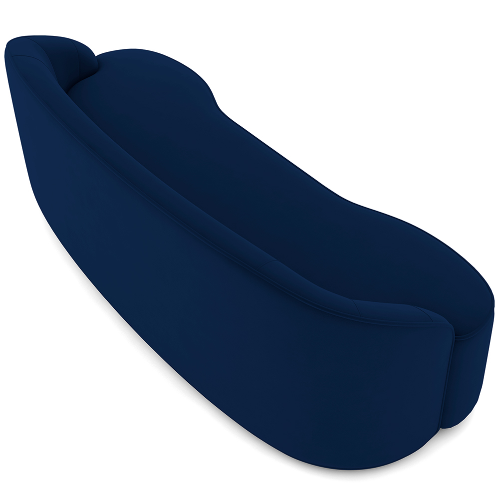 Sofá 3 Lugares Curvo Sala de Estar Living Lótus D02 Veludo Azul Marinho 210 cm C-304 - Lyam Decor