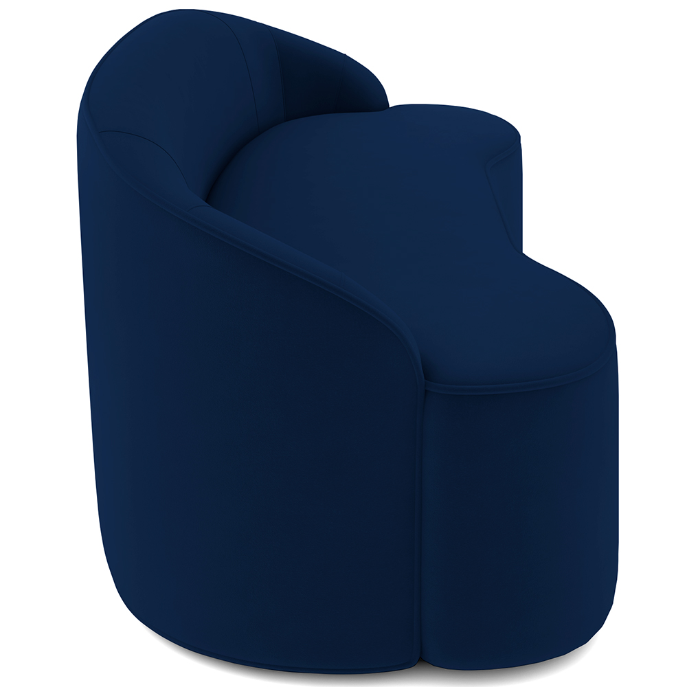 Sofá 3 Lugares Curvo Sala de Estar Living Lótus D02 Veludo Azul Marinho 210 cm C-304 - Lyam Decor
