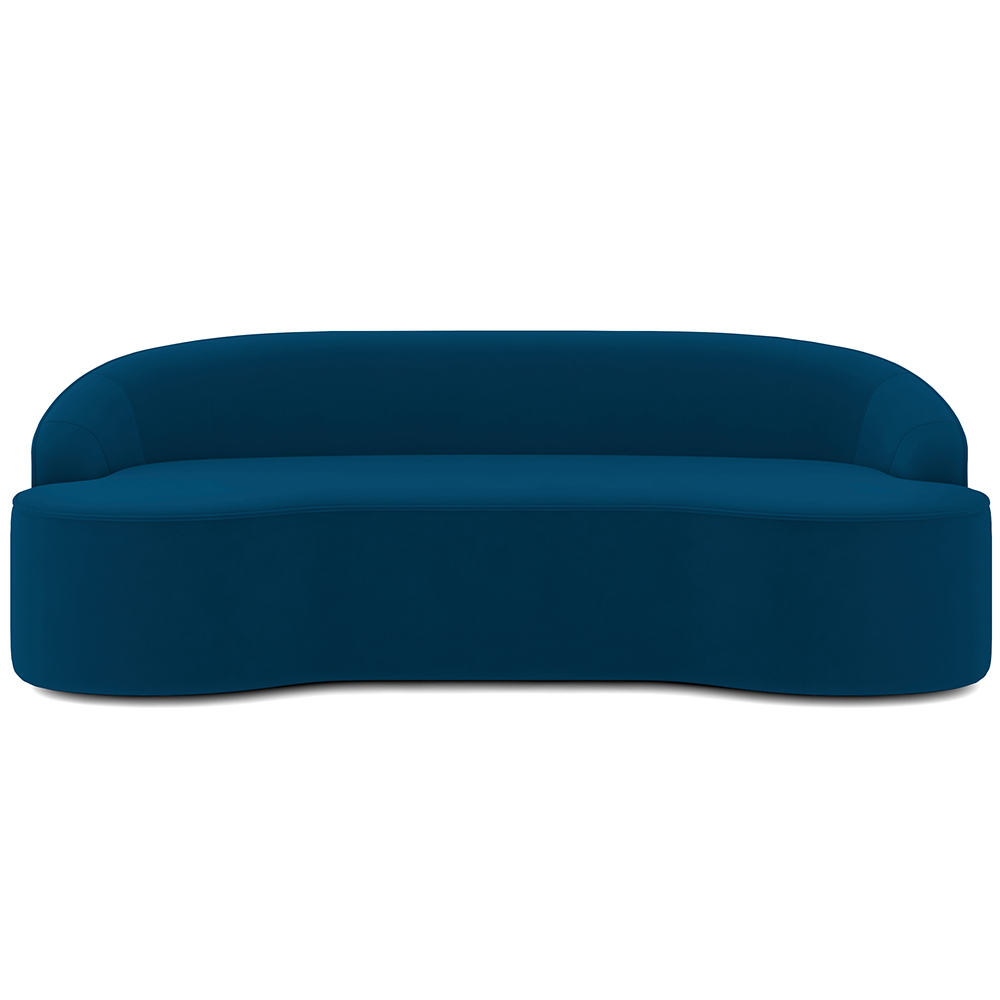 Sofá 3 Lugares Curvo Sala de Estar Living Lótus D02 Veludo Azul Turquesa 180 cm C-170 - Lyam Decor
