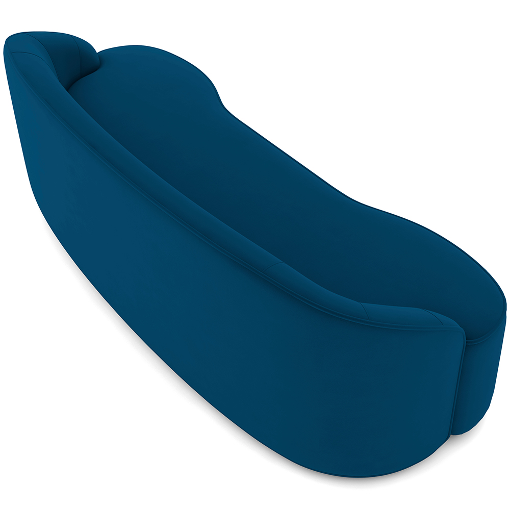Sofá 3 Lugares Curvo Sala de Estar Living Lótus D02 Veludo Azul Turquesa 210 cm C-170 - Lyam Decor